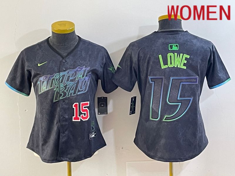 Women Tampa Bay Rays #15 Lowe Black City Edition Nike 2024 MLB Jersey style 3->women mlb jersey->Women Jersey